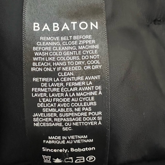 Babaton women’s Black Wide Leg Dress Pants size 6 belted high rise pockets zip - Picture 11 of 12